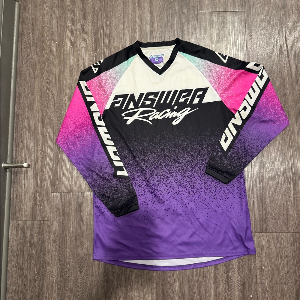 Black and Pink Gradient Jersey with V-Neck